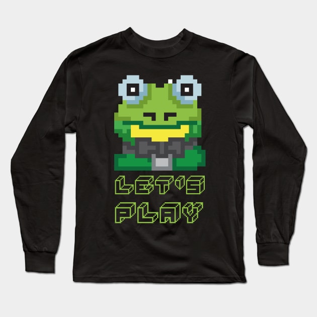 Let's Play Frog Pixel Kröte Game Gift Long Sleeve T-Shirt by melostore